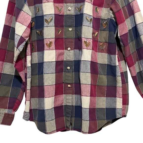 Bobbie Brooks Womens Fall Shirt Embroidered Leaves Long Sleeve Size XL/16-18 - Picture 4 of 12